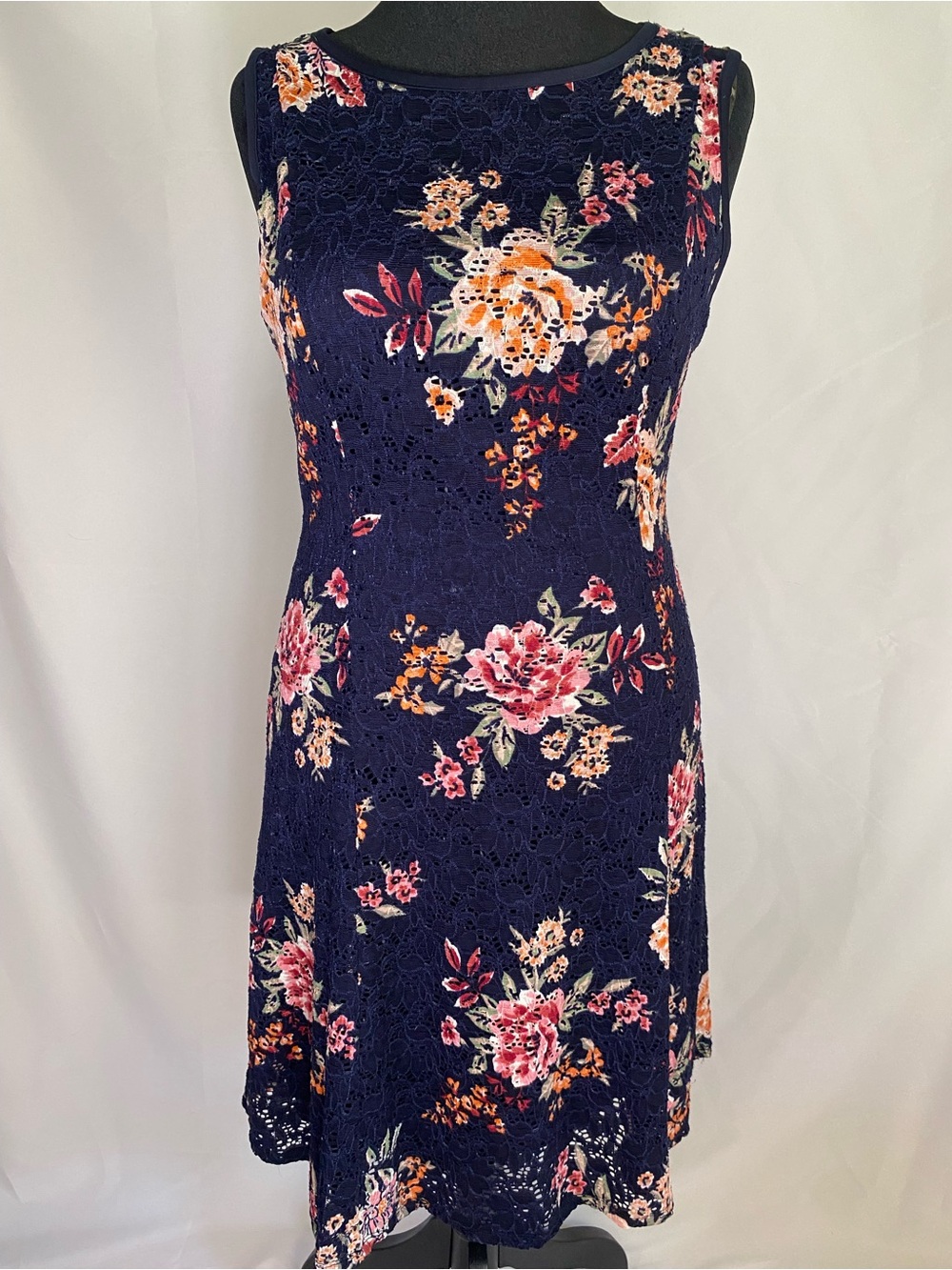 Apt. 9 Navy Floral Lace Midi Dress